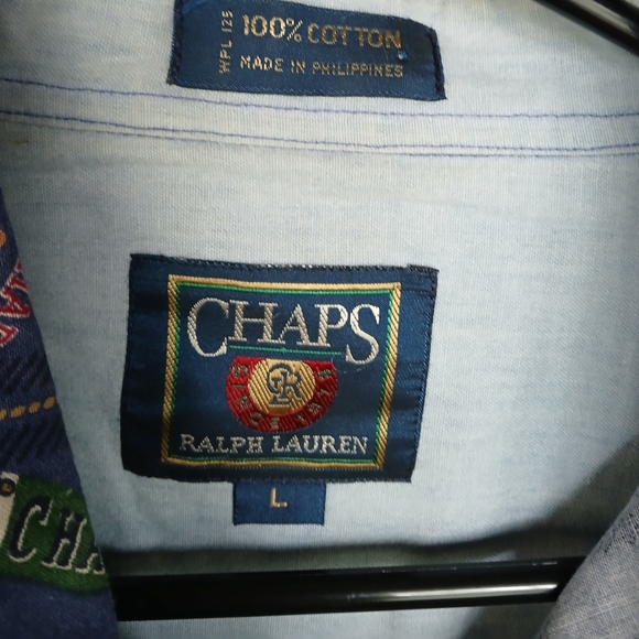 💎 CHAPS Ralph Lauren Men's Shirt Button Down Vintage Baseball Print #0271 - Picture 12 of 12